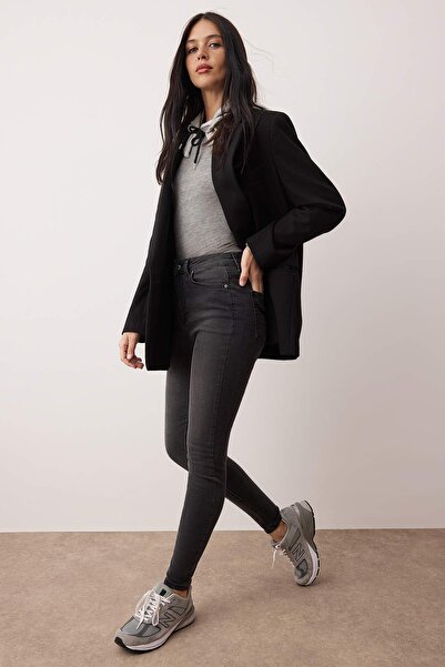 Trendyol Collection Anthracite High Waist Skinny Jeans Twoaw26Je00254