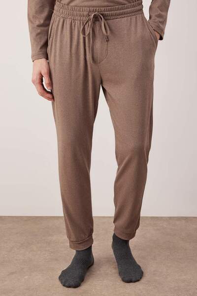 Trendyol Collection Brown Regular Fit Printed Knitted Pajamas Set Tmnaw24Pt00037