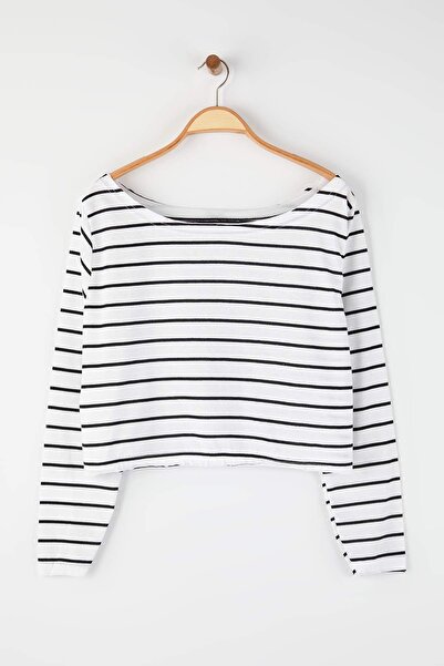 Trendyol Curve Multi-Colored 2-Pack 100% Cotton Asymmetric Boat Neck Crop Knitted T-Shirt Tbbaw26Bf00001