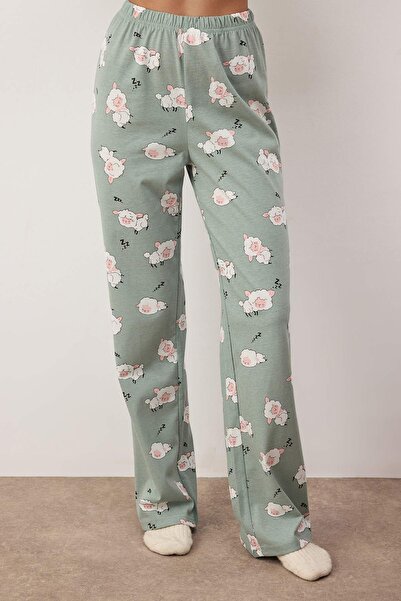 Trendyol Collection Mint Sleep Themed Lamb Patterned Knitted Pajama Set Thmaw26Pt00046