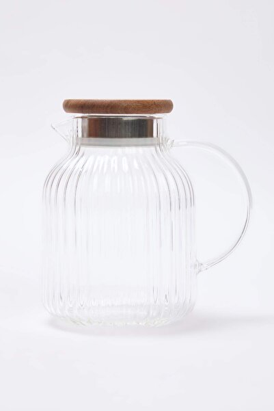 TRENDYOLMİLLA HOME Glass Jug with Wooden Lid 1600 ml Tphaw26Srk00005
