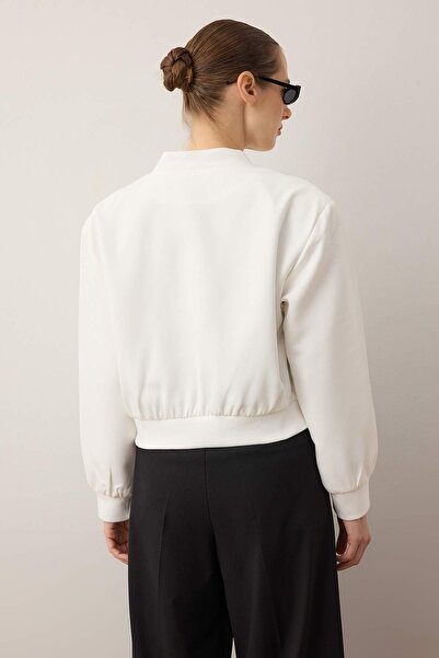 Trendyol Collection Bunda Ecru Crop Thin Bomber Jacket - Twoss24Mo00032