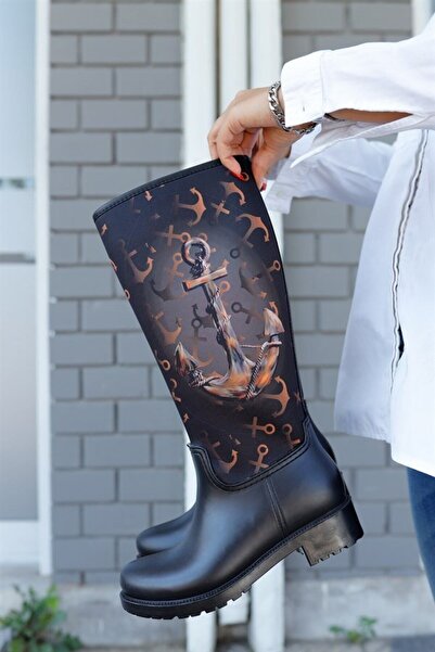 Sea&Blue Αδιάβροχα γυναικεία μποτάκια βροχής με στάμπα Capa