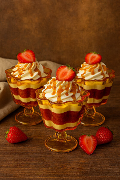 YzHome Set of 3 Handmade Glass Honey Colored Sugar Bowls Presentation Bowls Dragee Serving Bowls