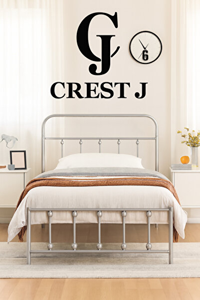 Crestj سرير معدني 190×90 سم - سرير لشخص واحد بتصميم أنيق فضي