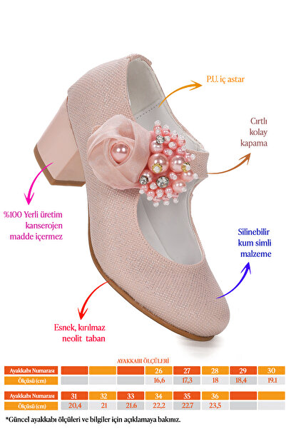 Kiko Kids Angelina Kum Simli Günlük Kız Çocuk 4 Cm Topuklu Abiye Ayakkabı