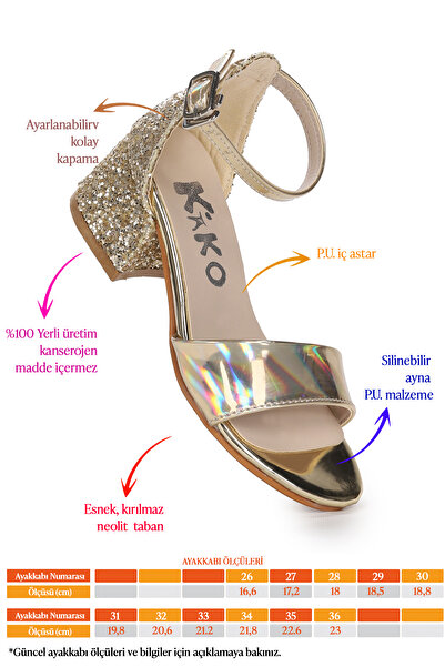 Kiko Kids Sheila Mirror Pine Daily Fetiță Sandale Cu Toc 3 Cm Pantofi Rochie De Seară