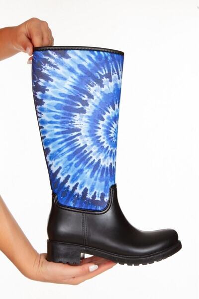 Sea&Blue Жіночі водонепроникні дощові чоботи з синім принтом Tie Dye