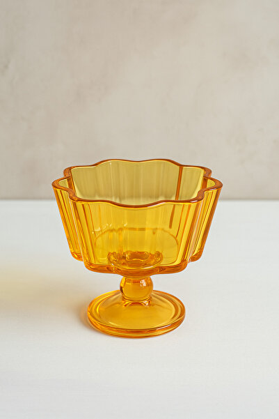 YzHome Set of 3 Handmade Glass Honey Colored Sugar Bowls Presentation Bowls Dragee Serving Bowls