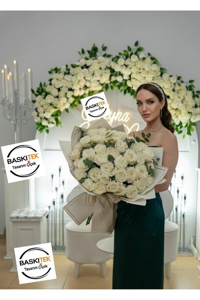 baskıtek Beyaz Gül isteme Çiçeği, Kız isteme Buketi, Kız isteme Çiçeği, Gelin Çiçeği