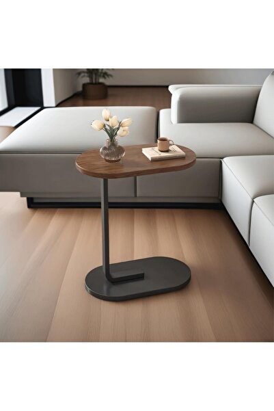 MARIA HOMES طاولة جانبية على شكل حرف C بإطار معدني لسرير القهوة لحامل الكمبيوتر المحمول طاولة للمنزل