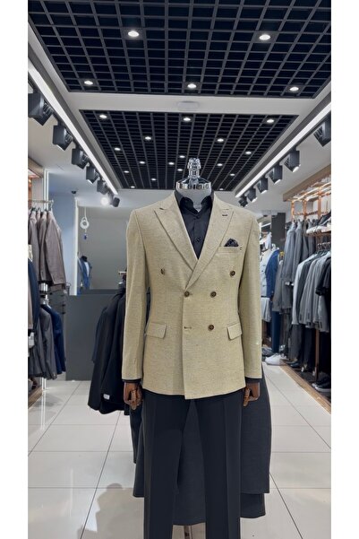 Caka Slimfit Taba 6 Düğme Kruvaze Tek Ceket