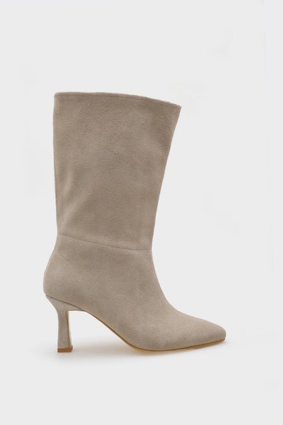 SHOEMARK Lita Bej Hakiki Deri Süet Çizme