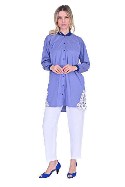 Invee Navy Blue İnvee Shirt - Kupur Detailed, Model 6978