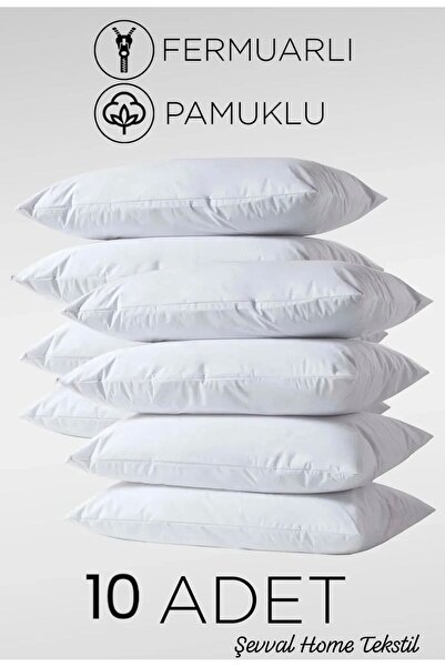 İsmail Gürel Şevval Home Pamuklu 50 x 70 Beyaz Iç Astar ( 10 Adet ) Yastık Şi...