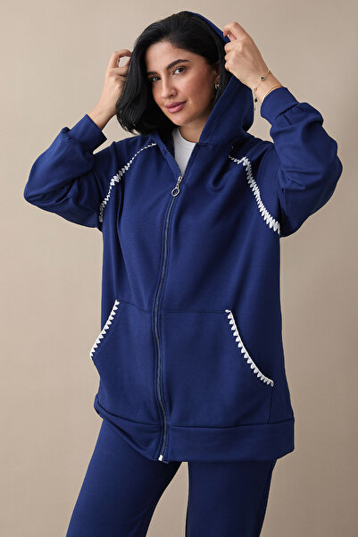 InStyle Σετ δύο τεμαχίων Shepherd's Stitch Navy Blue με φερμουάρ