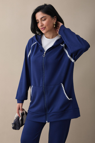 InStyle Двокомпонентний комплект з блискавкою та швами «пастух» синього кольору