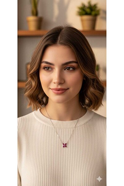 Papatya Silver 925 Ayar Gümüş Zirkon Taşlı doğum taşı Plumeria Kolye.rose.gol...