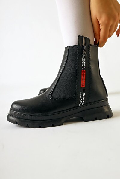 Hayalimdeki Ayakkabı Ghete de damă COX cu model text din piele neagră