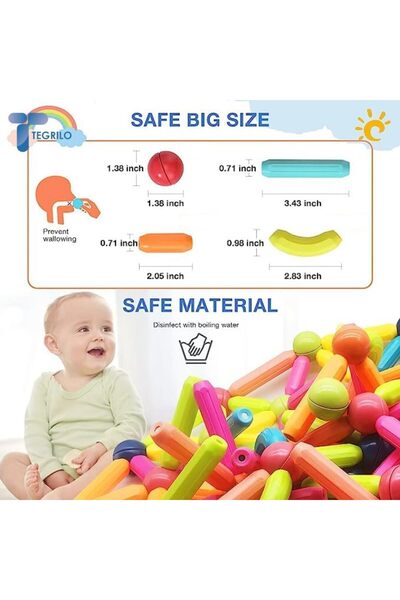 TEGRILO 100 PCS Magnetic Building Blocks Toy - Stacking Rods & Balls Educational Puzzle for Kids