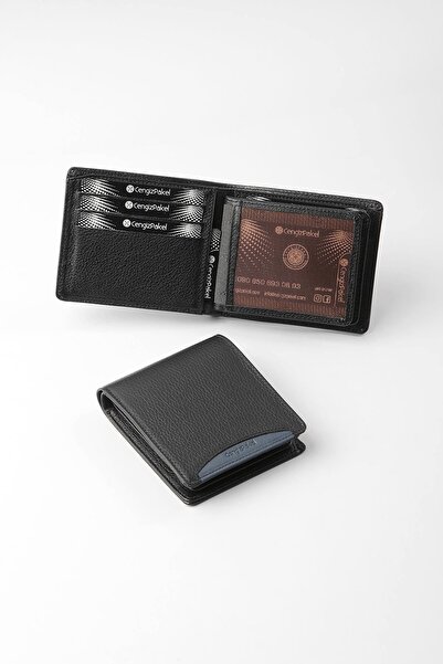 CENGİZ PAKEL Genuine Leather Men's Wallet 27448-Black-Parliament
