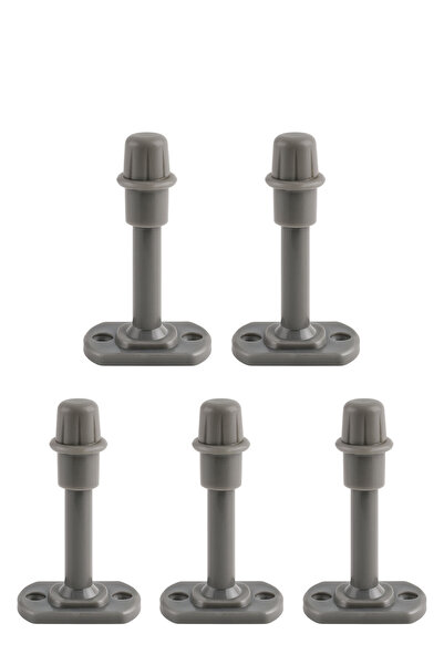 Badem10 Plastik 5 Adet Kapı Pencere Arkası Gri Renk Tampon 8 CM Vidalı Duvar Koruyucu Silikon Stoper