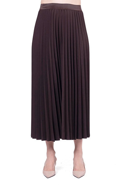 Invee İnvee 6998 Model Pleated Brown Skirt