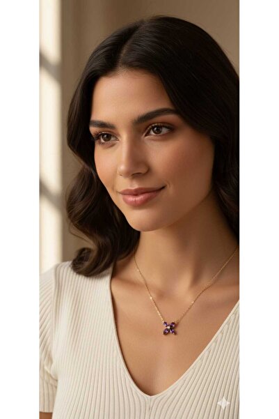 Papatya Silver 925 Ayar Gümüş Zirkon Taşlı doğum taşı Plumeria Kolye.rose.gol...