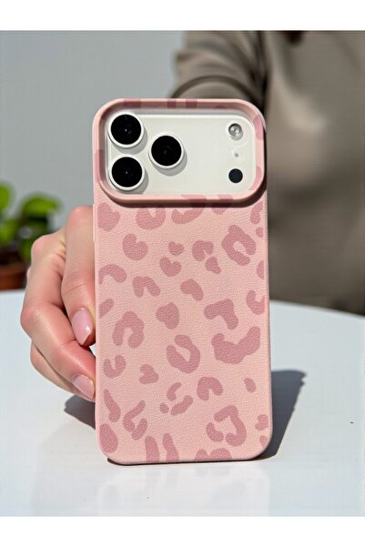 KVK PRİVACY iPhone 17 Pro Uyumlu Pembe Leopar Desenli İnce Yumuşak Silikon Kılıf