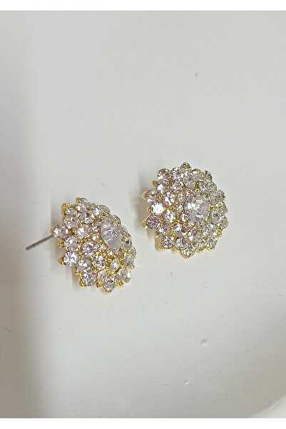 mos&more Gold Crystal Stone Stylish Evening Dress Earrings