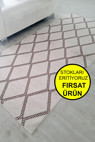 Polaris Halı Kaymaz Taban Yıkanabilir Yolluk Halı Kahve