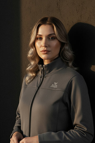 bilcee Women's Dark Gray Mock Neck Piece Tracksuit Set 0693