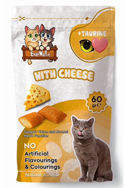 Eva & Wall-e Peynirli Kedi Ödül Maması 60 g | Taurin ve Vitamin Destekli Krem Dolgulu Çıtır Atıştırmalık