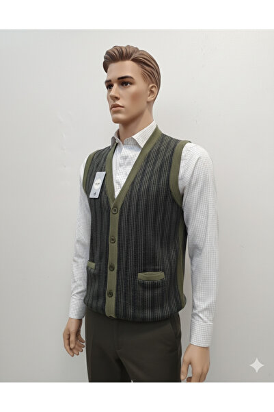 ALGE Men's Knitwear Vest - Steel Knit with Guncuoglu, Pockets and Buttons