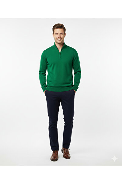 ZENGOLL & RAMİRES Men's Knitwear Sweater - Casual, Half Turtleneck, Zippered,...