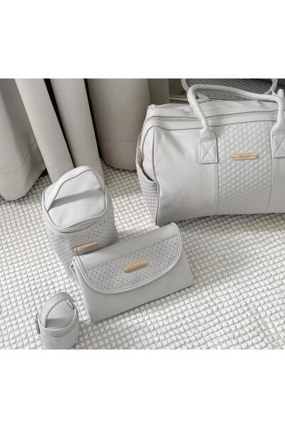 Baby day 4-Piece Leather Mommy and Baby Care Bag Set with Stylish and Durable...