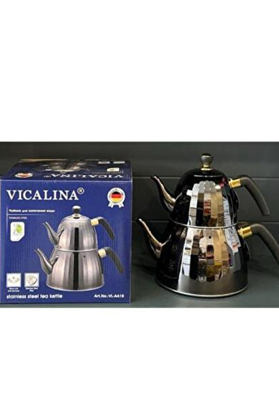 mucit home Vicalina Alman Markası Paslanmaz Çelik Çaydanlık seti siyah