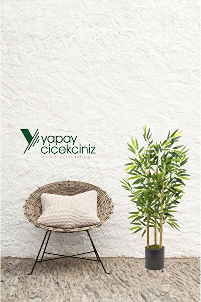 YAPAY ÇİÇEKÇİNİZ Yoğun Yapraklı 100 cm 3 Gövdeli Yapay Bambu Ağacı
