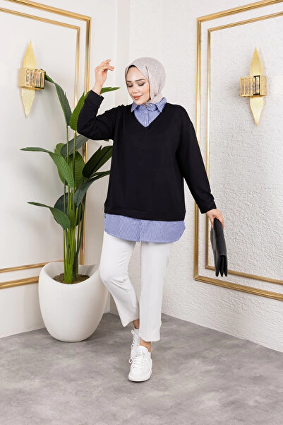 Moda MSK Women's Shirt Detailed Modal Fabric Tunic