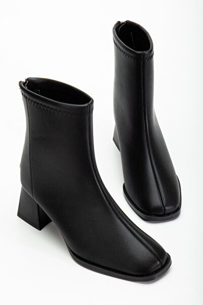 guijarro | Stil Sahibi Görünüm | Kombinlerin Yıldızı Siyah Blok Topuk Ankle Bot