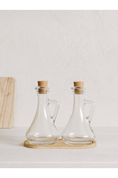 Bohemian Bambu Standlı 2’li Cam Yağlık & Sirkelik Seti | 260 ml
