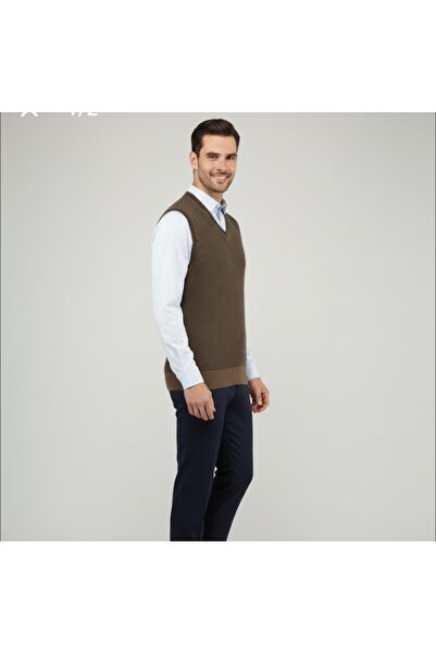 güncüoğlu V-Neck Steel Knit Men's Sweater