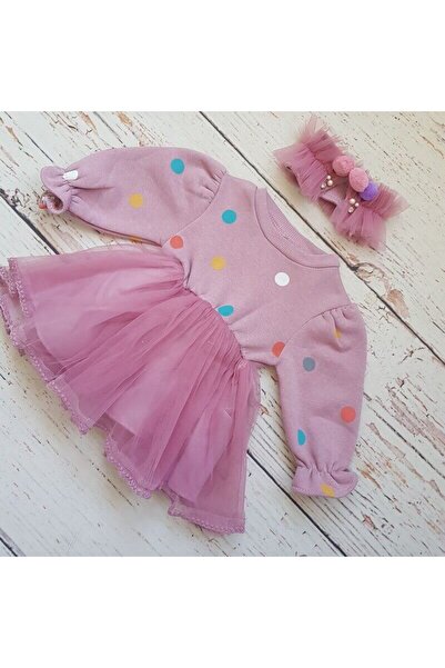 Miniworld Tulle dress with headband, thick cotton, headband with appliqués, polka dot pattern