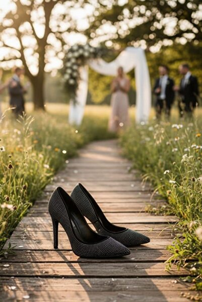 Majensia Pantofi cu toc stiletto cu piatră strălucitoare