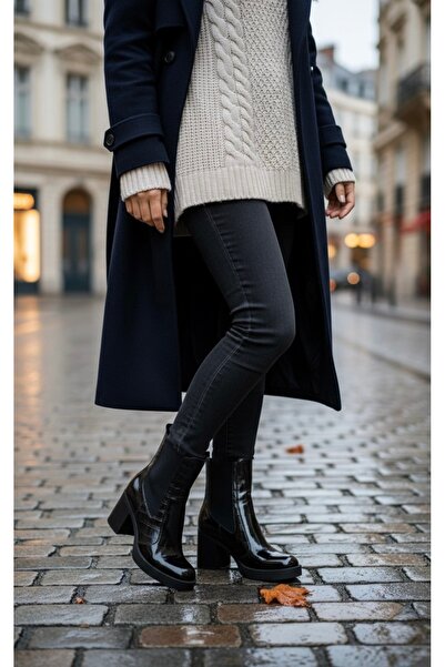 MEMORY Hakiki Deri Kadın Bot – 7,5 cm Tabanlı Deri ve Rugan Detaylı Şık Bot MS05