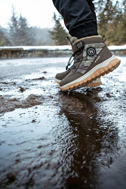 TAKI DERYASI Ανδρικά παπούτσια για αγόρια, ανθεκτικά, ορθοπεδικά, με γούνα, με κολλητική ταινία, βιζόν-μπεζ