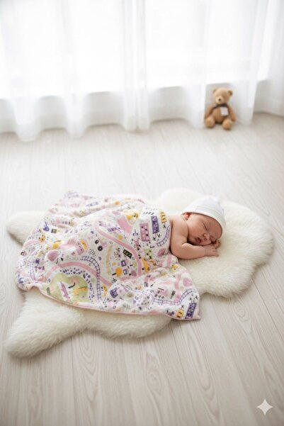 Womi Baby & Kids Wear 100% Cotton Soft Pink Baby Blanket - 4 Seasons Use