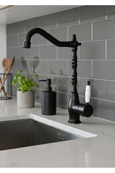 RUDİ ARMATÜR Rudi 360 °   Brass Rustic Sink Faucet with Swivel Body – Black”-Brass