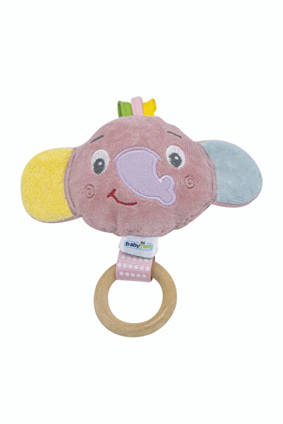 Babyjem لعبة صغيرة مع حلقة خشبية وردية مغبرة - فيل