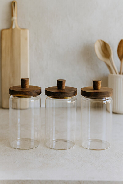 Bohemian Akasya Vakum Kapaklı Cam Kavanoz Seti (3'lü 950 Ml)